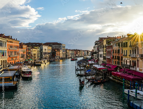 grand canal in venice at sunset © Travis