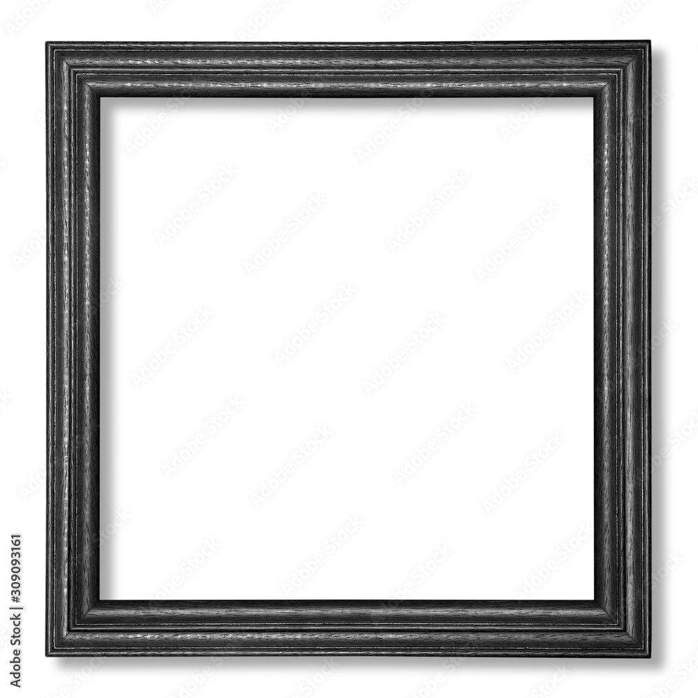 Fototapeta premium black wooden frame isolated on white background with clipping path