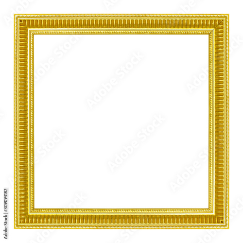 Old Gold frame isolated on white background with clipping path