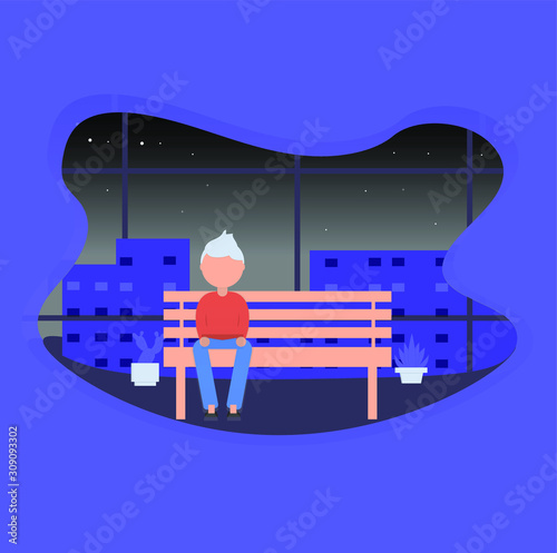 people sitting in chairs and waiting at home.Colorful vector illustration in modern flat cartoon style.