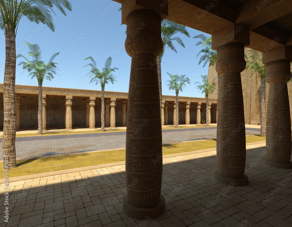 Egyptian Palace 3D Illustration Fantasy Old Kingdom