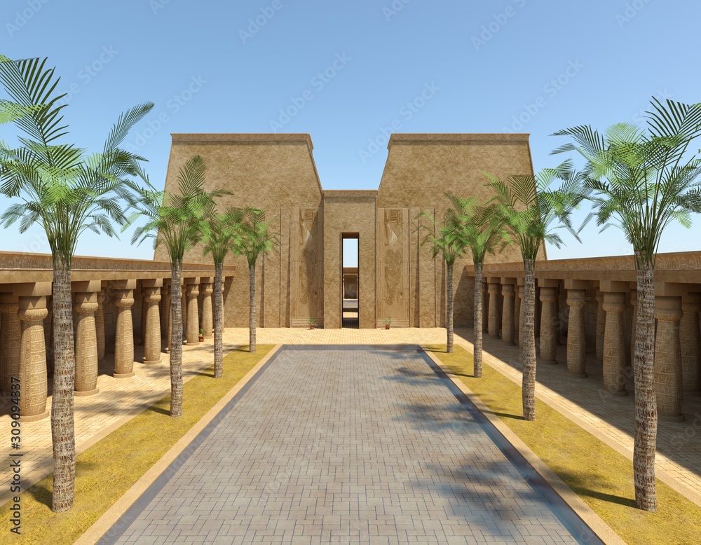 Egyptian Palace 3D Illustration Fantasy Old Kingdom