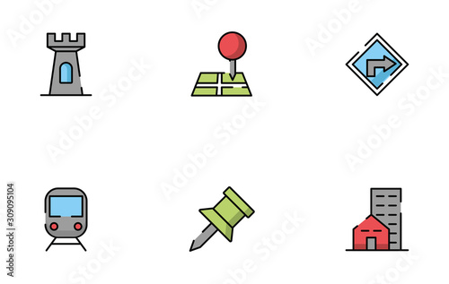 bundle of maps and navigation icons