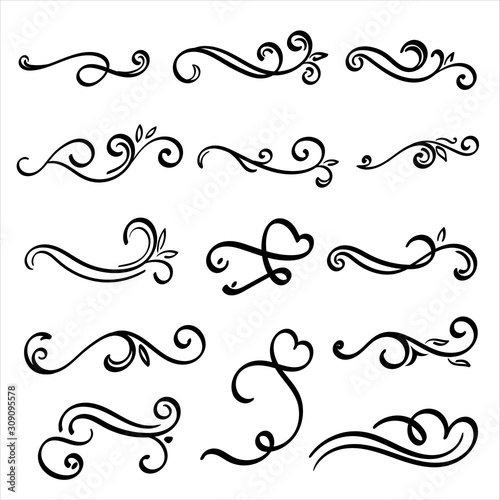 Invite Ornamental curls, swirls divider and filigree ornaments vector design collection for wedding invitation and calligraphy decoration.