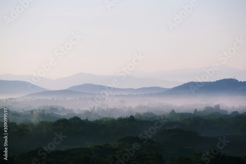 fog in the mountains at Doi saket , Chiang Mai , Thailand