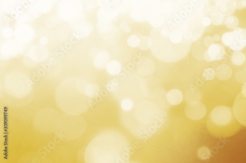 Beautiful blurred bokeh on yellow (gold) color background. Ornament, Luxury style. Free space for any text design. Can be use decorate for advertising, seasonal greeting, web, brochure or any card.