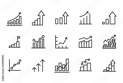 Simple set of growth modern thin line icons.