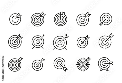 Stroke line icons set of target.