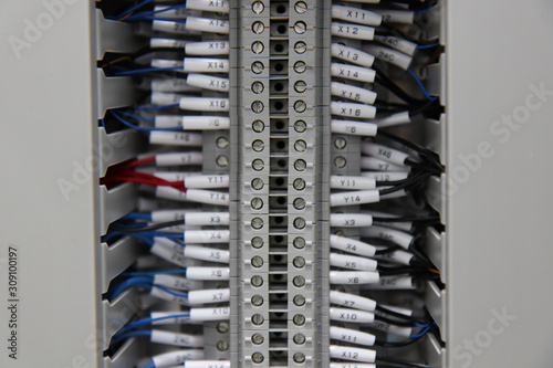 power supply electrical wiring and Terminal block. Industrial power case