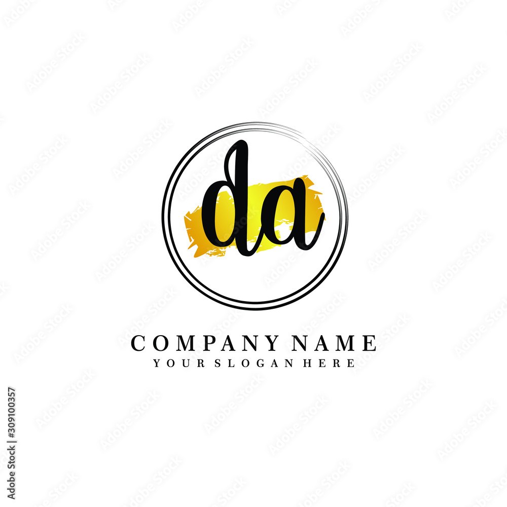 Initial DA handwriting logo, and brush circle template Initial DA handwriting logo, and brush circle template