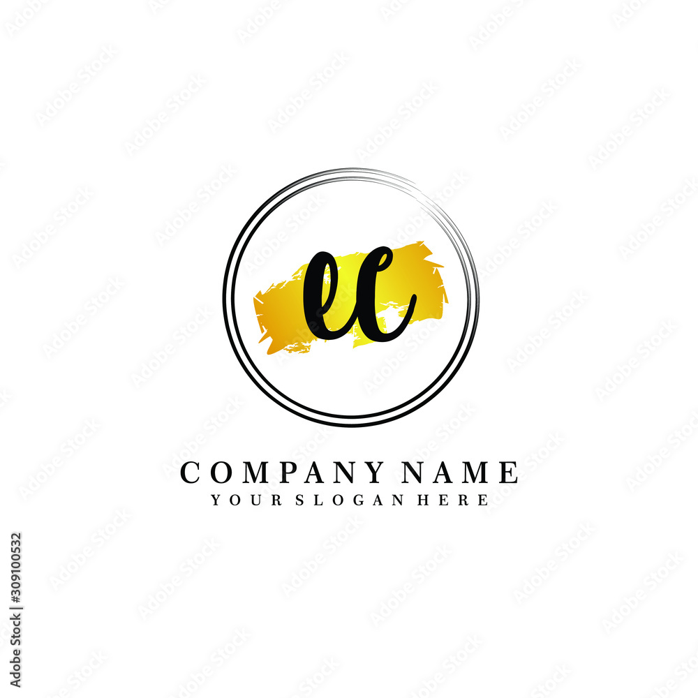 Initial EC handwriting logo, and brush circle template Initial EC handwriting logo, and brush circle template