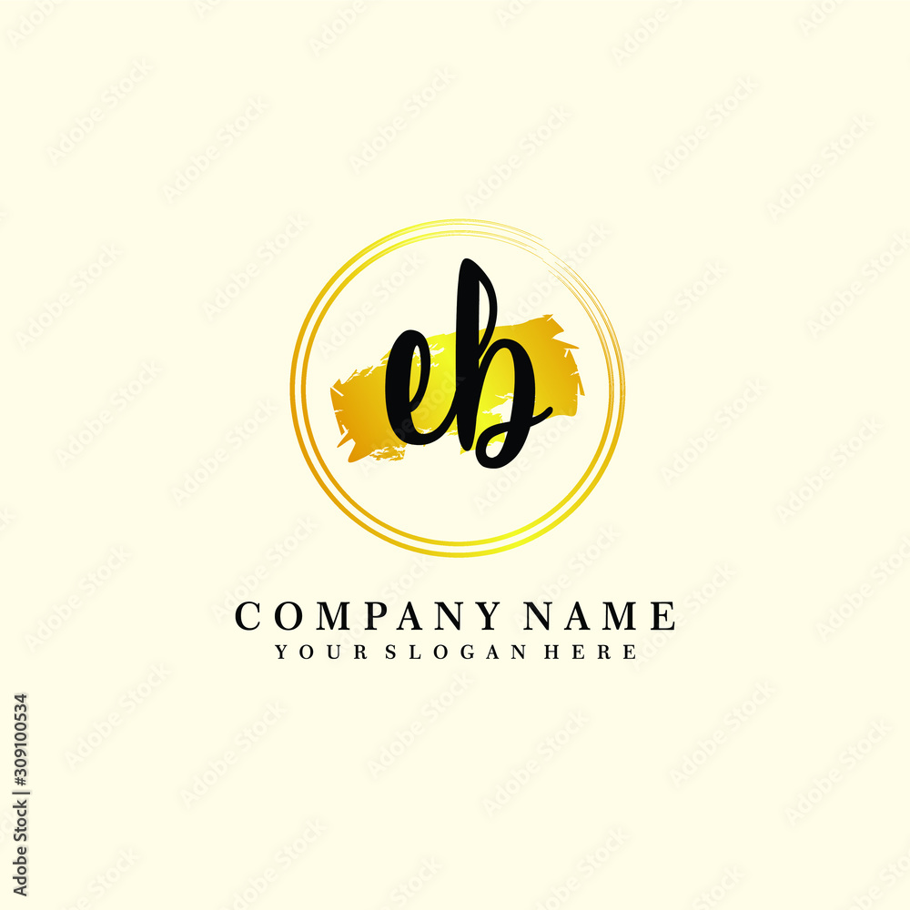 Initial EB handwriting logo, and brush circle template Initial EB handwriting logo, and brush circle template