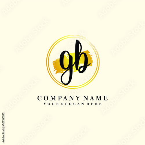 Initial GB handwriting logo, and brush circle template 