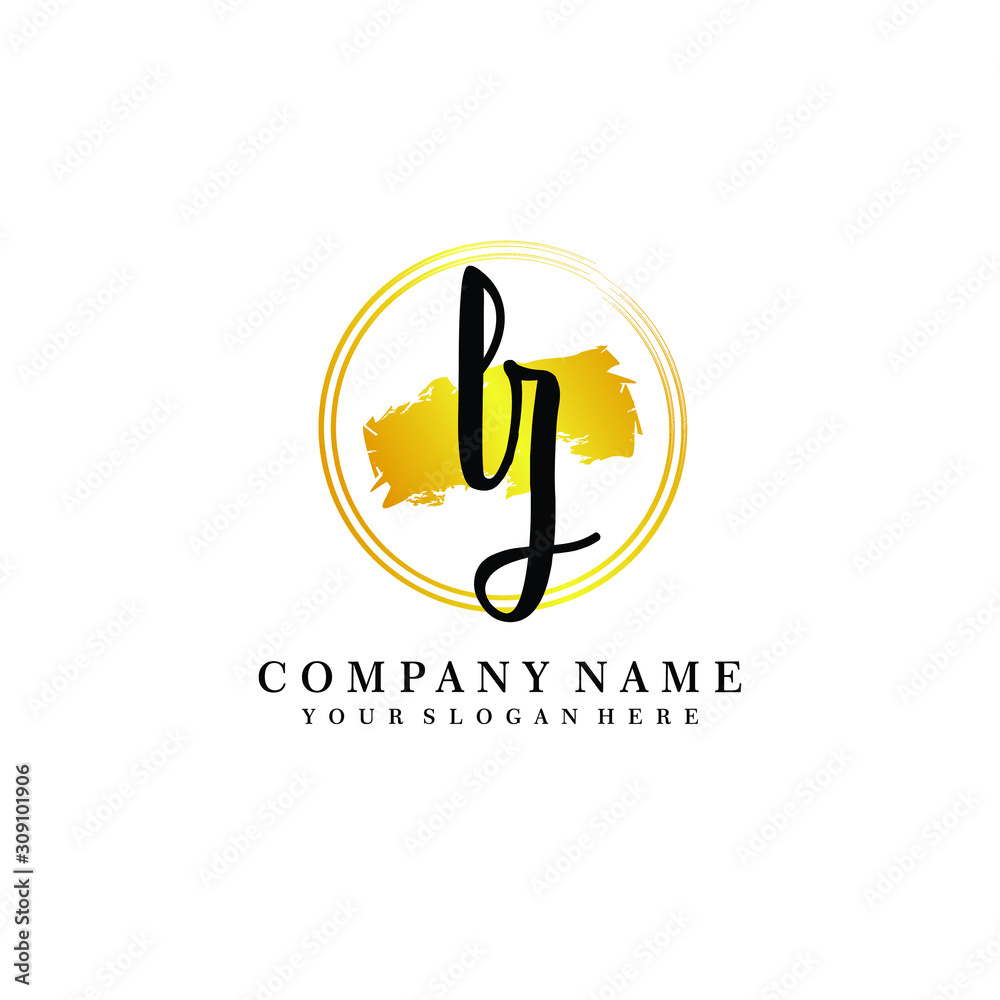 Initial LZ handwriting logo, and brush circle template Initial LZ handwriting logo, and brush circle template