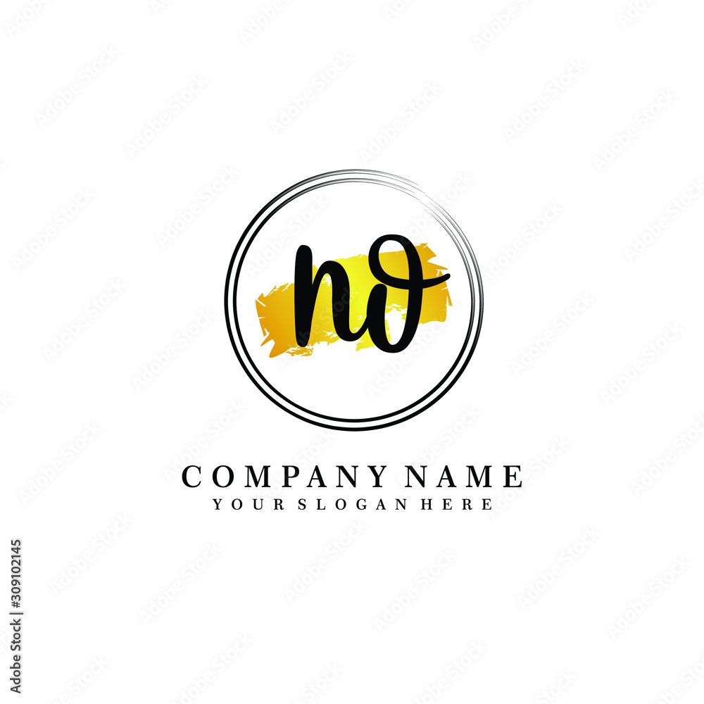 Initial NO handwriting logo, and brush circle template Initial NO handwriting logo, and brush circle template