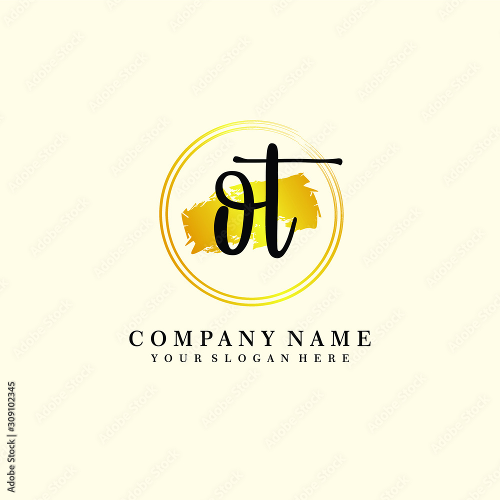 Initial OT handwriting logo, and brush circle template 