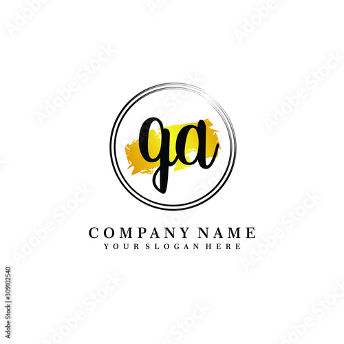 Initial QA handwriting logo  and brush circle template 