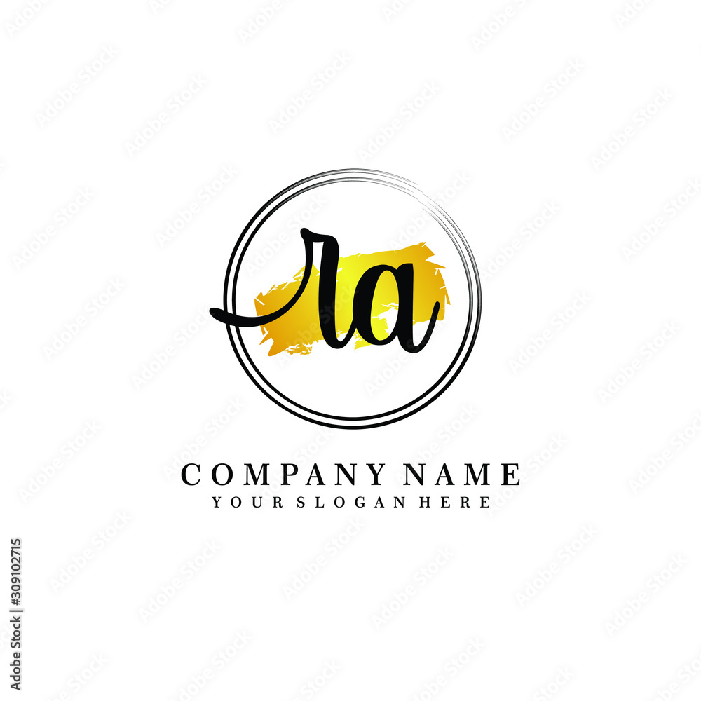 Initial RA handwriting logo, and brush circle template Initial RA handwriting logo, and brush circle template