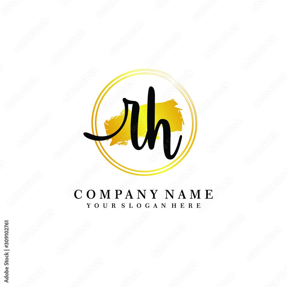 Initial RH handwriting logo, and brush circle template Initial RH handwriting logo, and brush circle template