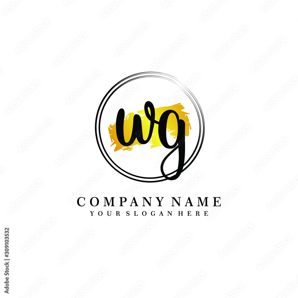 Initial WG handwriting logo, and brush circle template Initial WG handwriting logo, and brush circle template
