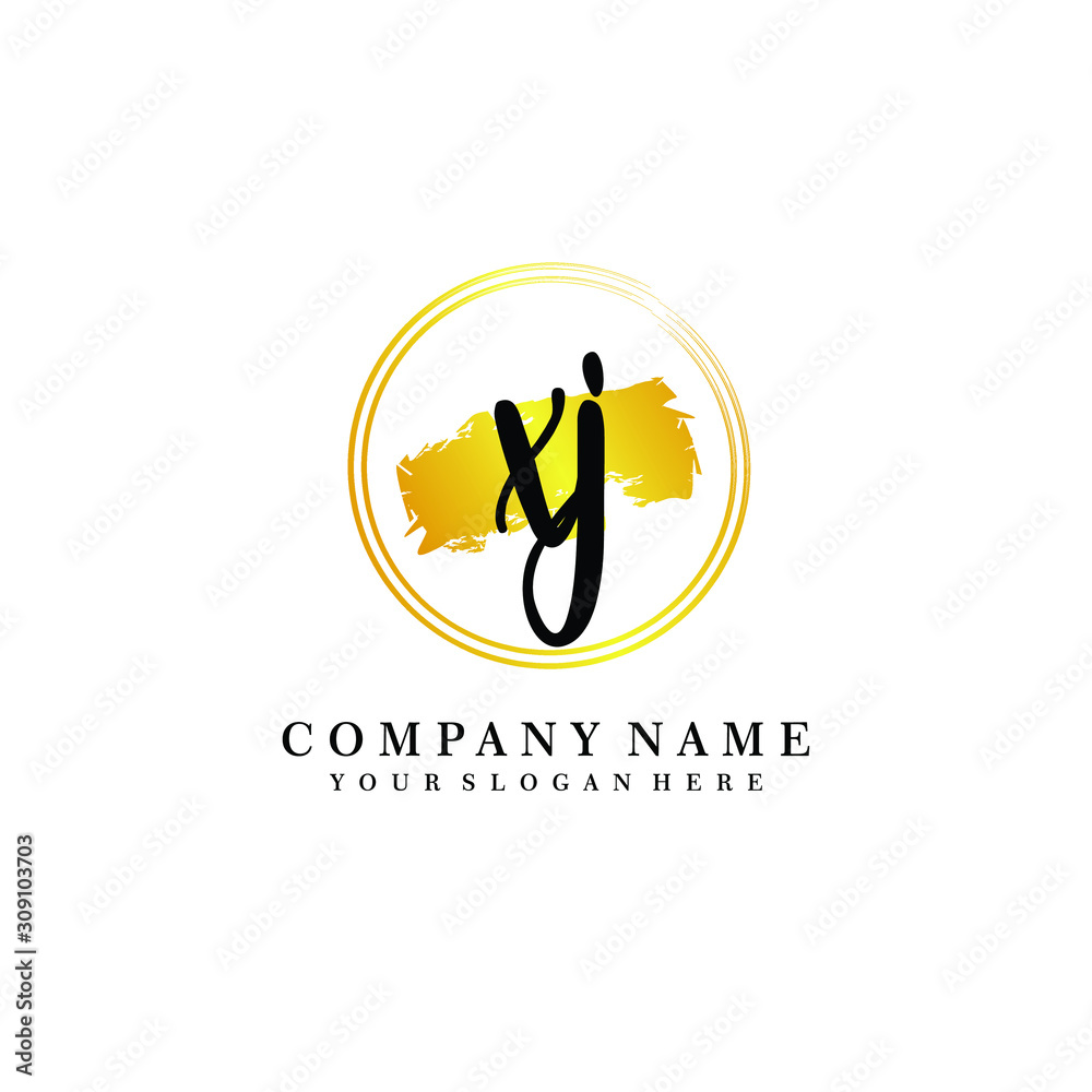 Initial XJ handwriting logo, and brush circle template Initial XJ handwriting logo, and brush circle template