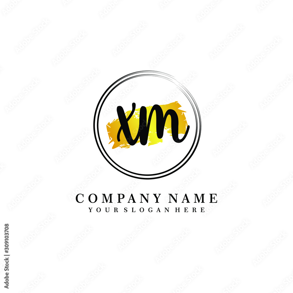 Initial XM handwriting logo, and brush circle template Initial XM handwriting logo, and brush circle template