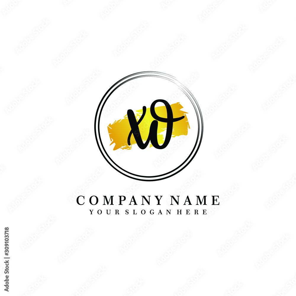 Initial XO handwriting logo, and brush circle template Initial XO handwriting logo, and brush circle template