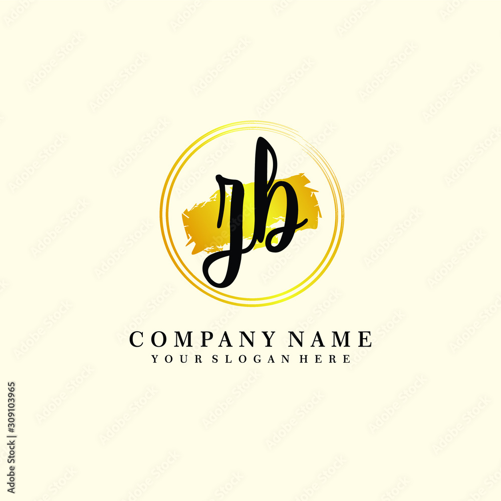 Initial ZB handwriting logo, and brush circle template Initial ZB handwriting logo, and brush circle template