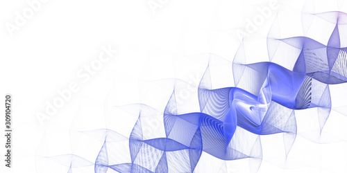 Abstract blue fractal wavy pattern on a white background