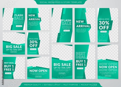 set of social media promotion post template design with modern concept and abstract style