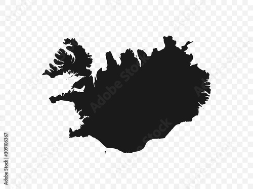 Iceland map on transparent background. Vector illustration.