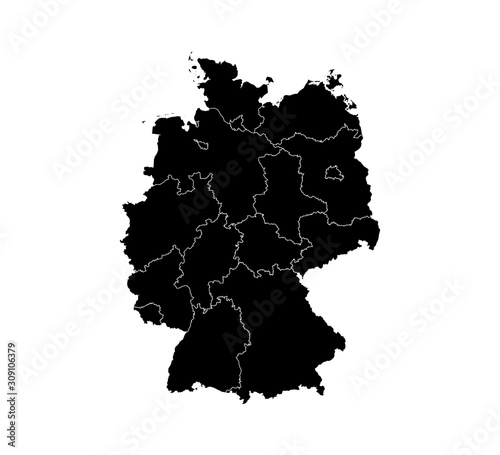 Germany map, states border map. Vector illustration.