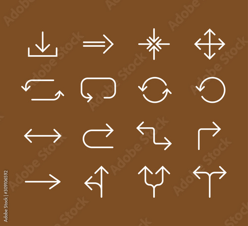 Line Arrow icon set. Vector illustration  flat design