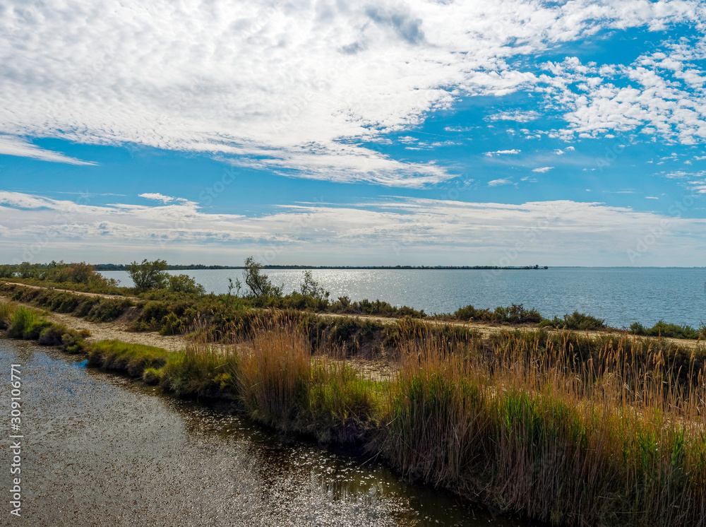 Paysage de Camargue. Etang de vaccarès