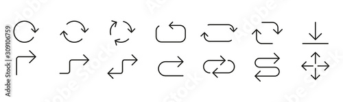 Line Arrow icon set. Vector illustration, flat design photo