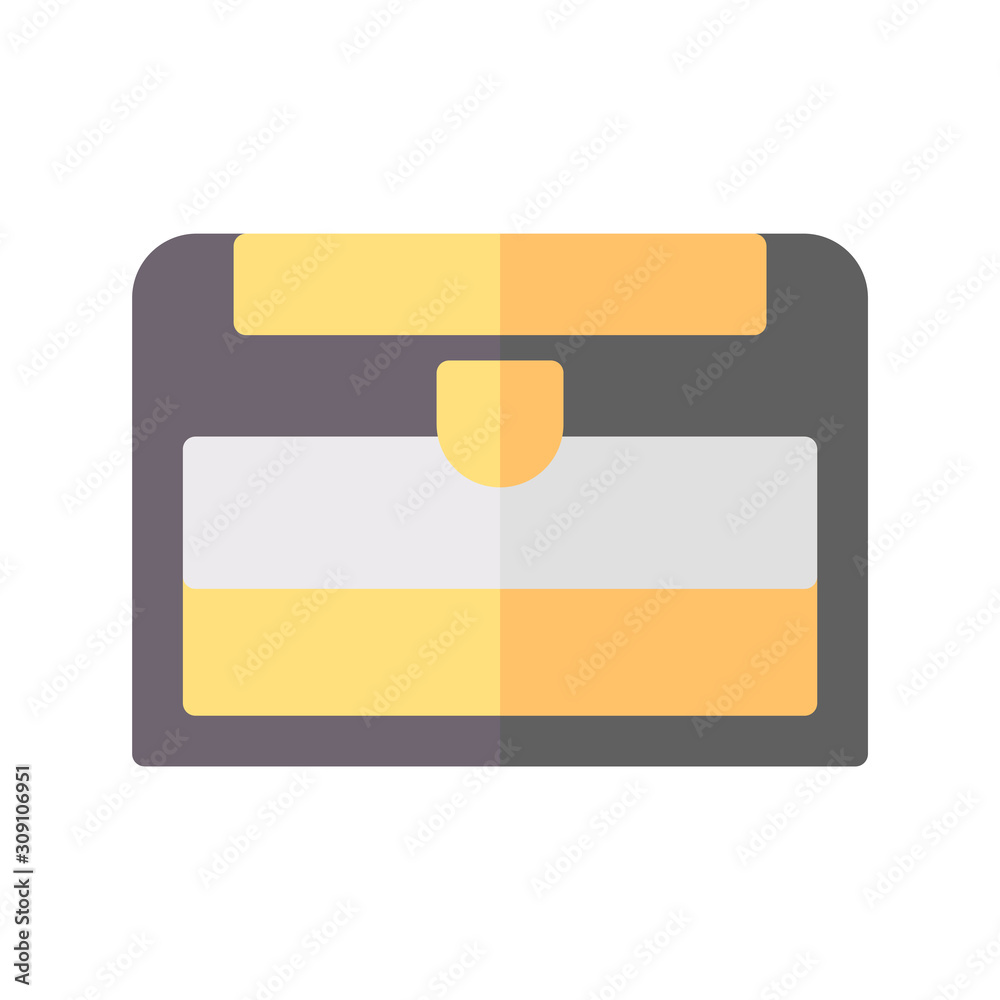 Icon chest in flat style. vector illustration and editable stroke. Isolated on white background.