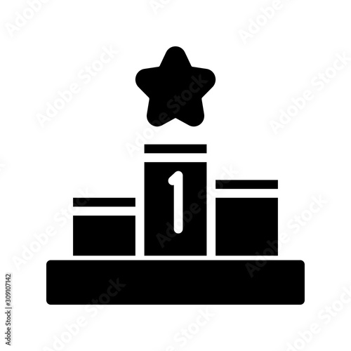 Icon podium in glyph style. vector illustration and editable stroke. Isolated on white background.