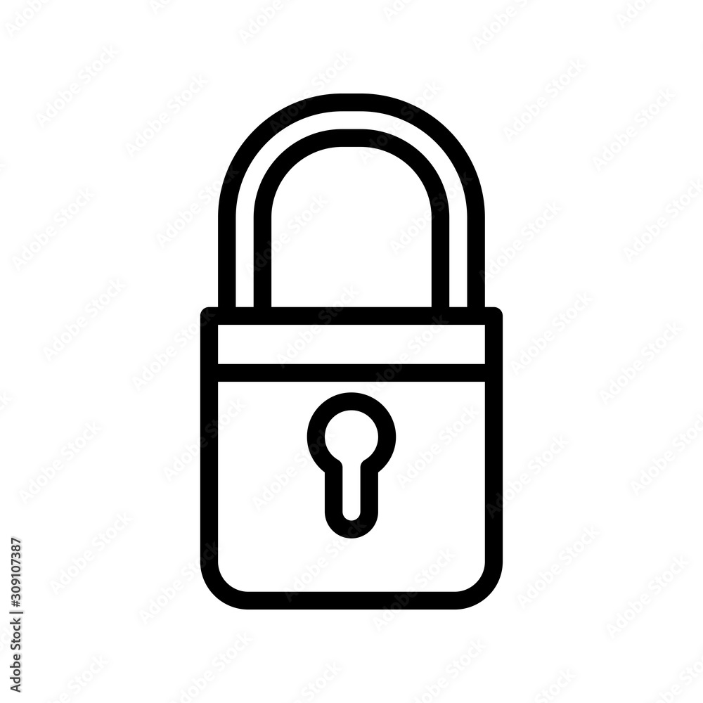 Icon lock in outline style. vector illustration and editable stroke. Isolated on white background. Icon lock in outline style. vector illustration and editable stroke. Isolated on white background.