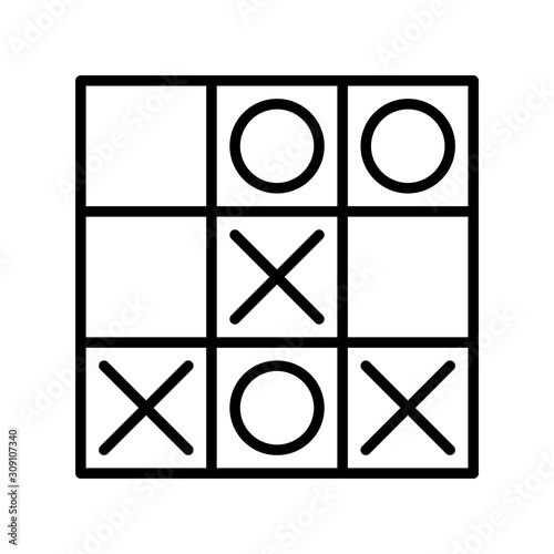 Icon tic tac toe in outline style. vector illustration and editable stroke. Isolated on white background.