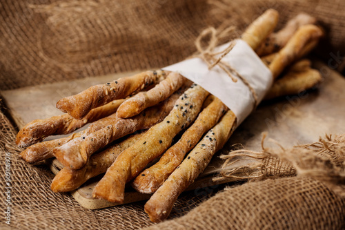 bread sticks grissini with rosemary