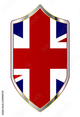United Kingdom Flag On A Crusader Shield