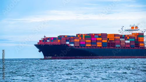 Container cargo ship, import export business logistic and transportation of International.