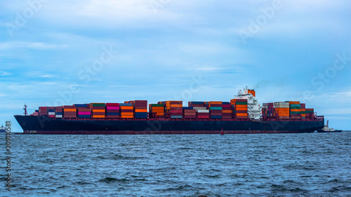 Container cargo ship, import export business logistic and transportation of International.