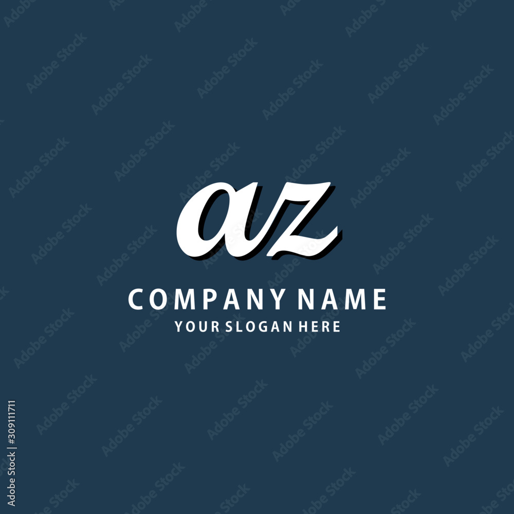 Initial AZ white color logo template 