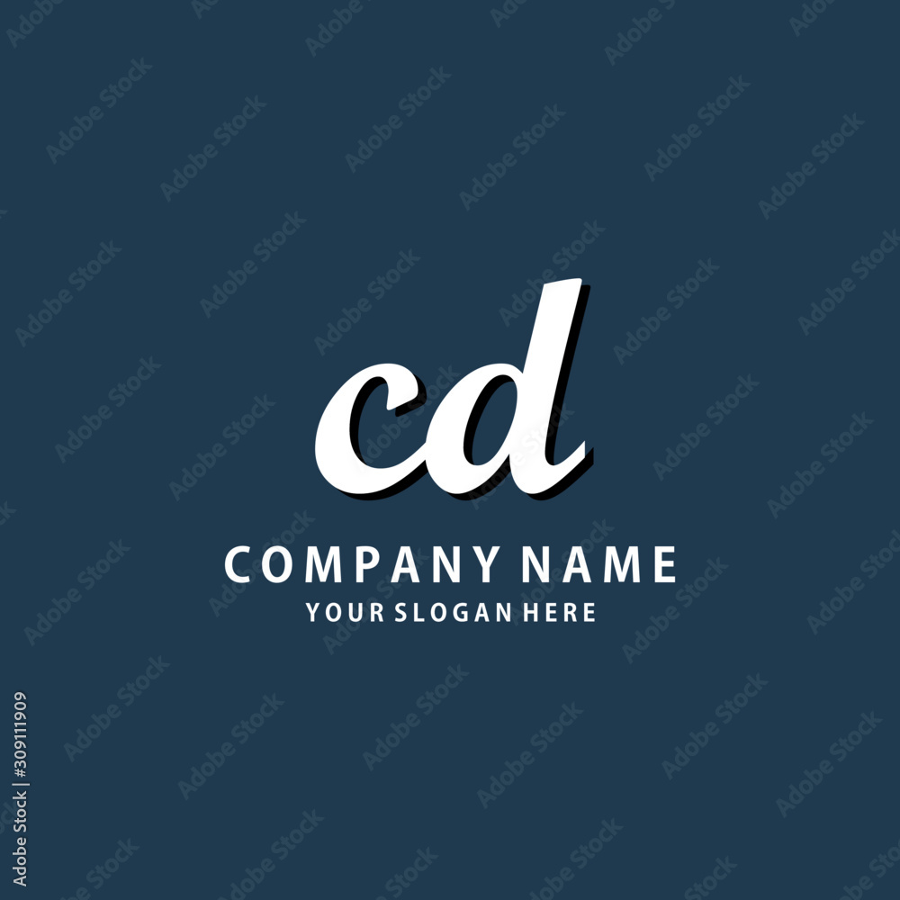 Initial CD white color logo template 