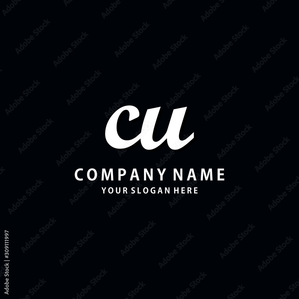 Fototapeta premium Initial CU white color logo template 