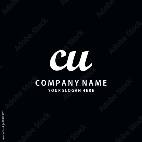 Initial CU white color logo template 