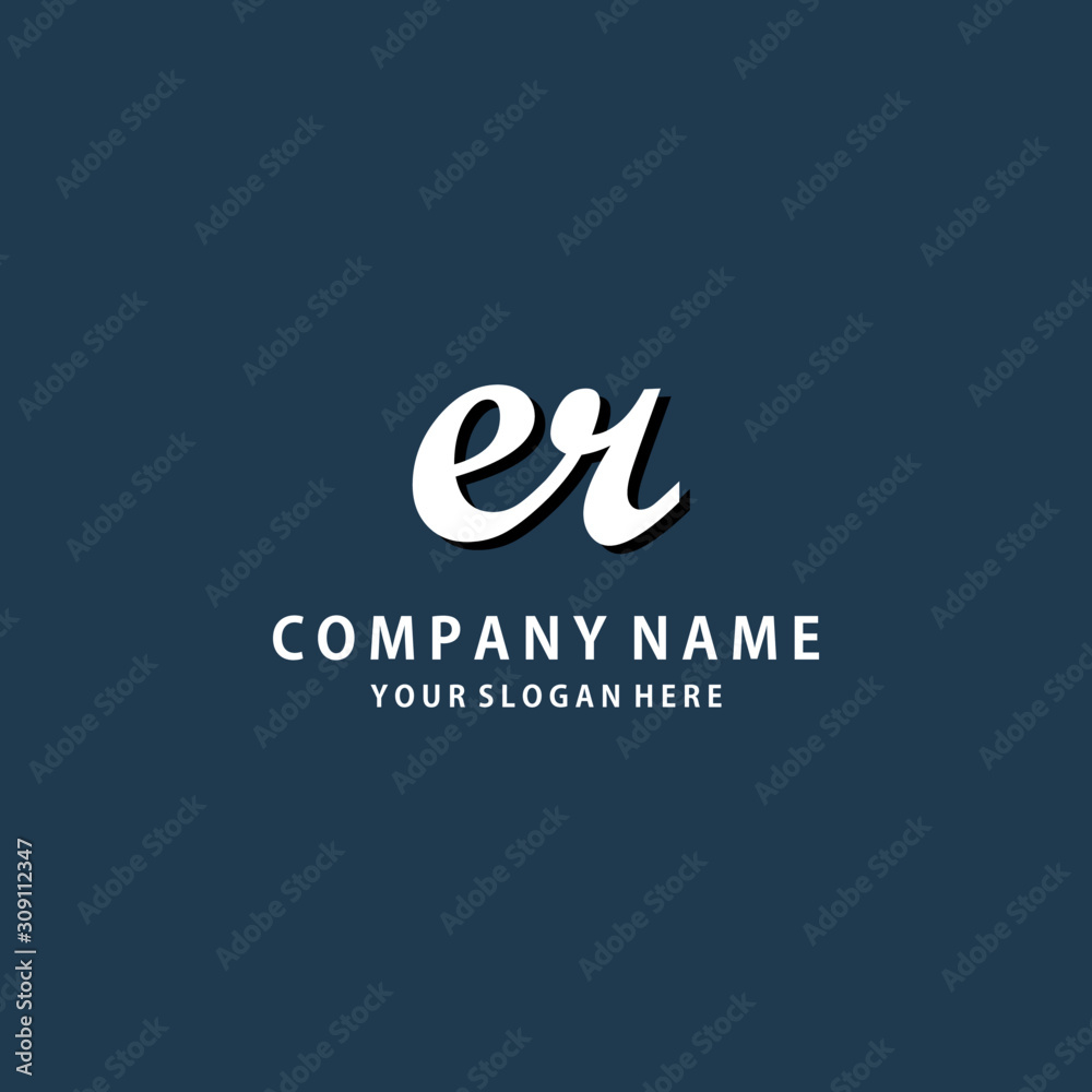 Initial ER white color logo template Initial ER white color logo template