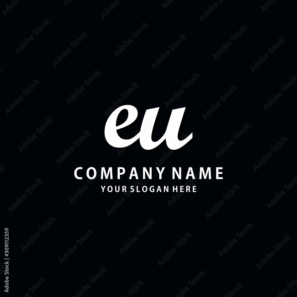 Initial EU white color logo template Initial EU white color logo template