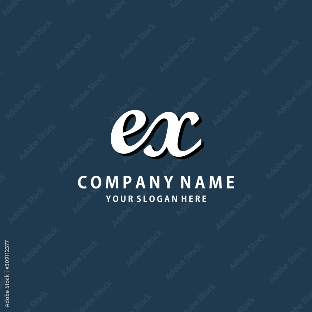 Initial EX white color logo template Initial EX white color logo template